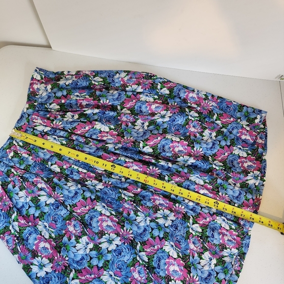 Vintage Midi Skirt 90s Blue Floral Flowy 1990s Feminine Pretty Cottagecore Large - Picture 7 of 7